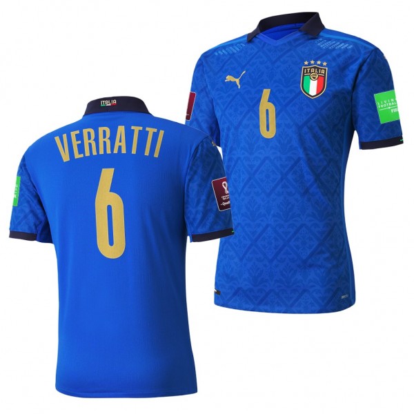 Men's Marco Verratti Italy Home Jersey Blue 2022 Qatar World Cup