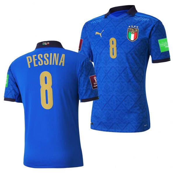 Men's Matteo Pessina Italy Home Jersey Blue 2022 Qatar World Cup
