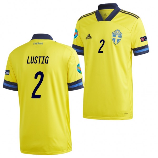 Men's Mikael Lustig Sweden Home Jersey Yellow EURO 2020