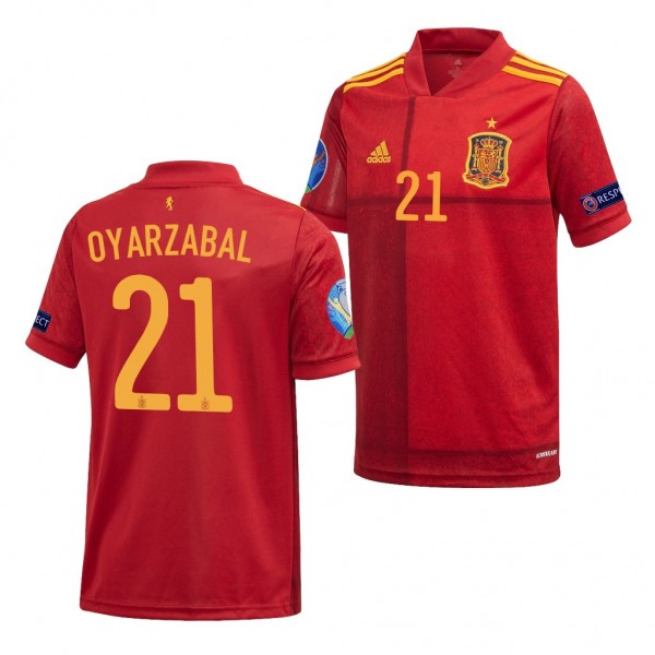 Youth Mikel Oyarzabal EURO 2020 Spain Jersey Red Home