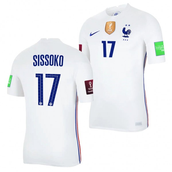Men's Moussa Sissoko France Away Jersey White 2022 Qatar World Cup Stadium