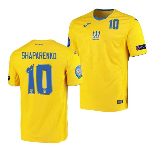 Men's Mykola Shaparenko Ukraine EURO 2020 Jersey Yellow Home Replica