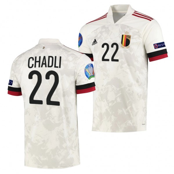 Men's Nacer Chadli Belgium EURO 2020 Jersey White Away Replica