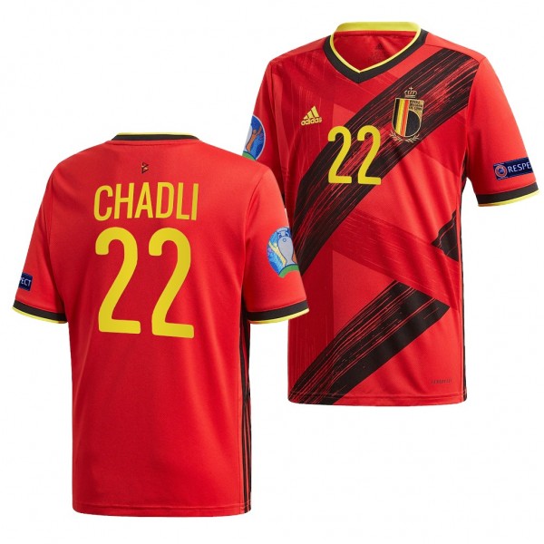 Men's Nacer Chadli Belgium EURO 2020 Jersey Red Home Replica