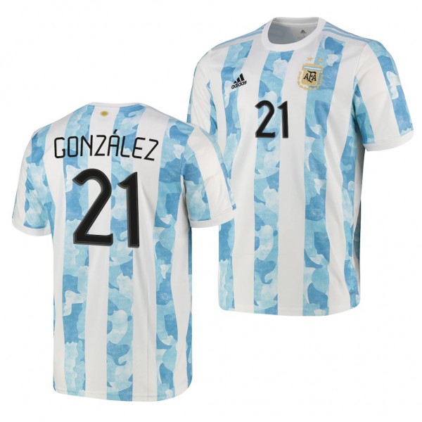 Men's Nicolas Gonzalez Argentina Home Jersey Blue White 2021-22