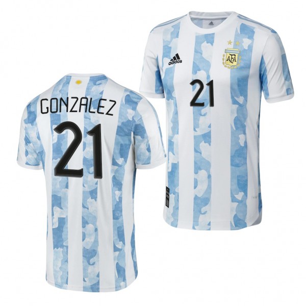 Men's Nicolas Gonzalez Jersey Argentina National Team Home White 2021 Authentic