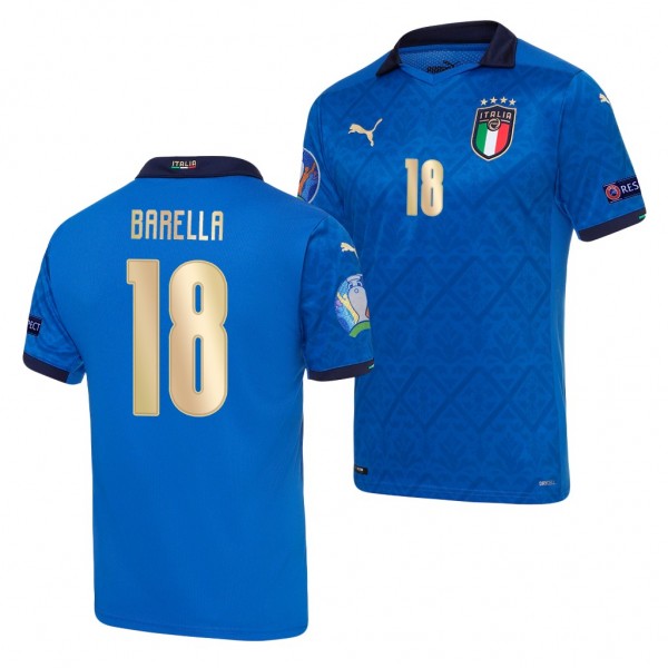 Men's Nicolo Barella Italy EURO 2020 Jersey Blue Home Replica