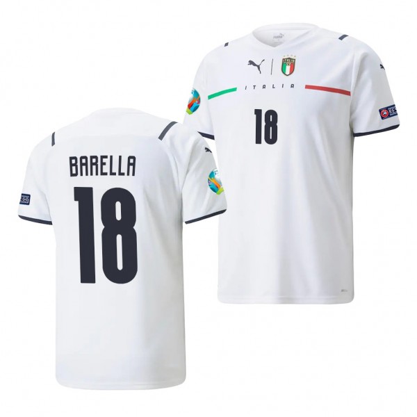 Men's Nicolo Barella Italy EURO 2020 Jersey White Replica Away