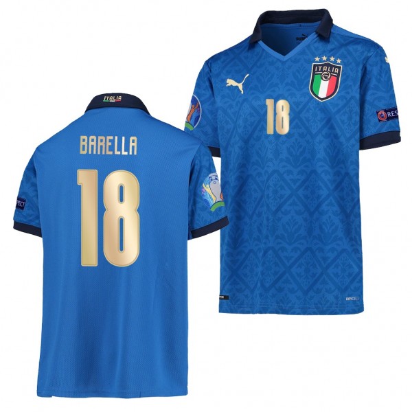 Youth Nicolo Barella EURO 2020 Italy Jersey Blue Home