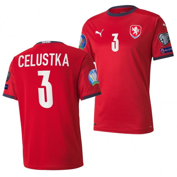 Men's Ondrej Celustka Czech EURO 2020 Jersey Red Home Replica