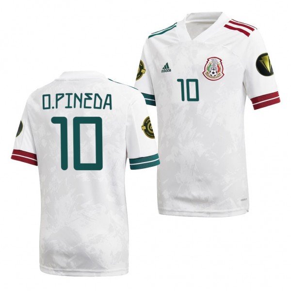 Men's Orbelin Pineda Mexico 2021 CONCACAF Gold Cup Jersey White Away Replica