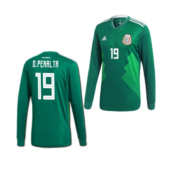 Men's Mexico Home Oribe Peralta Jersey Green Long Sleeve