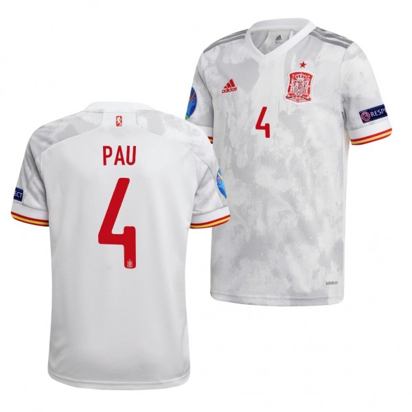 Men's Pau Torres Spain EURO 2020 Jersey White Away Replica