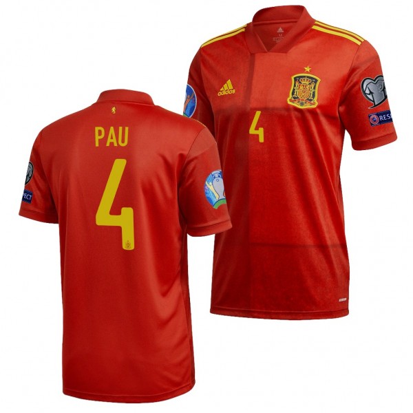Men's Pau Torres Spain EURO 2020 Jersey Red Home Replica