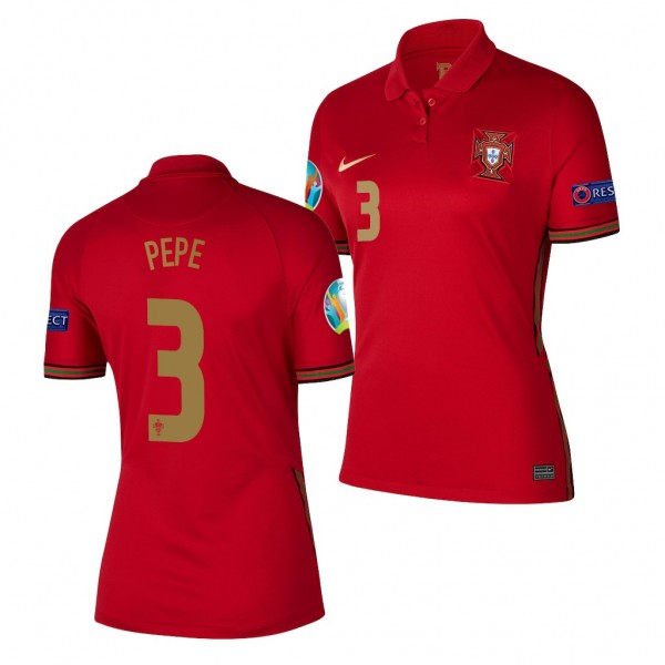 Women's Portugal Pepe EURO 2020 Jersey Red Home Replica