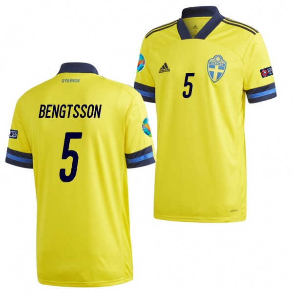 Men's Pierre Bengtsson Sweden Home Jersey Yellow EURO 2020
