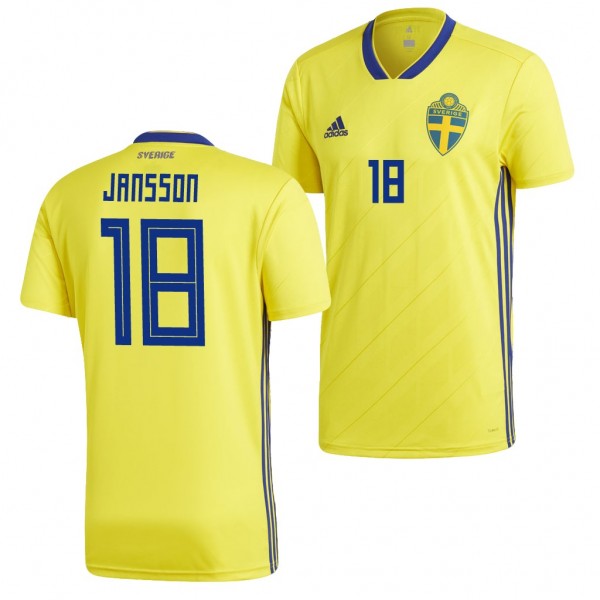 Men's Sweden 2018 World Cup Pontus Jansson Jersey Home