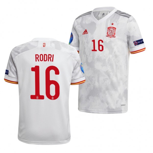 Men's Rodri Spain EURO 2020 Jersey White Away Replica