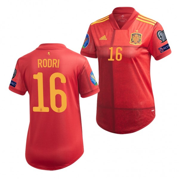 Women's Spain Rodri EURO 2020 Jersey Red Home Replica