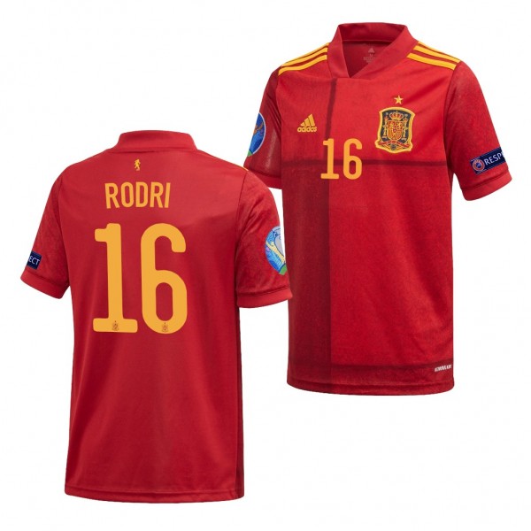 Youth Rodri EURO 2020 Spain Jersey Red Home
