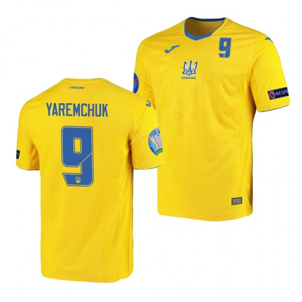 Men's Roman Yaremchuk Ukraine EURO 2020 Jersey Yellow Home Replica