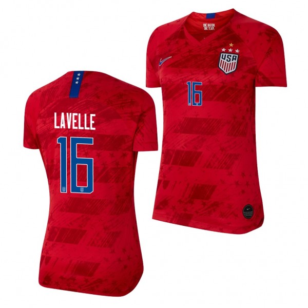 Men's Rose Lavelle USA 4-STAR Red Jersey 2019 World Cup Champions
