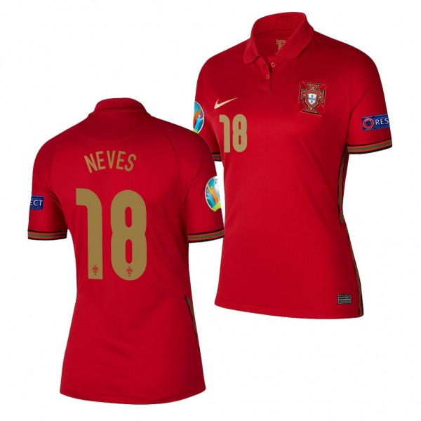 Women's Portugal Ruben Neves EURO 2020 Jersey Red Home Replica