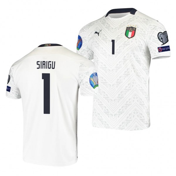 Men's Salvatore Sirigu Italy EURO 2020 Jersey White Away Replica
