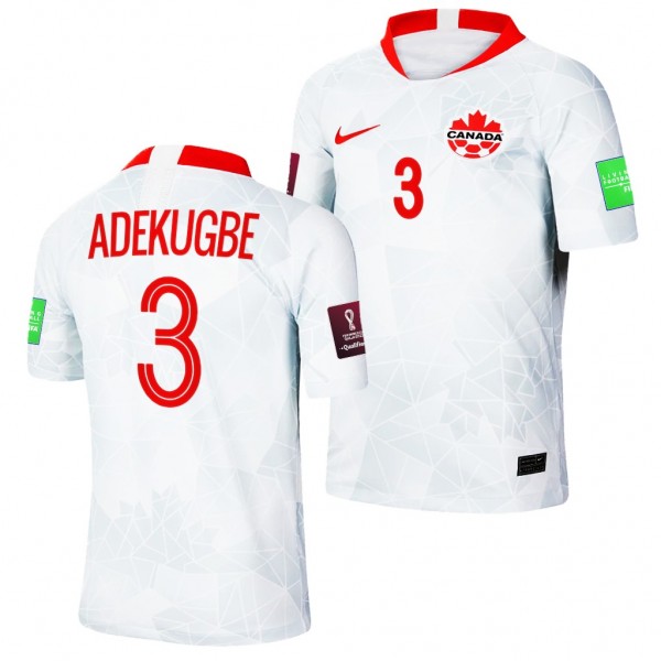 Men's Sam Adekugbe Canada Away Jersey White 2022 Qatar World Cup Stadium