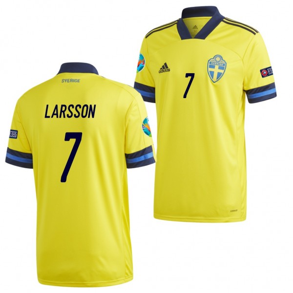 Men's Sebastian Larsson Sweden Home Jersey Yellow EURO 2020