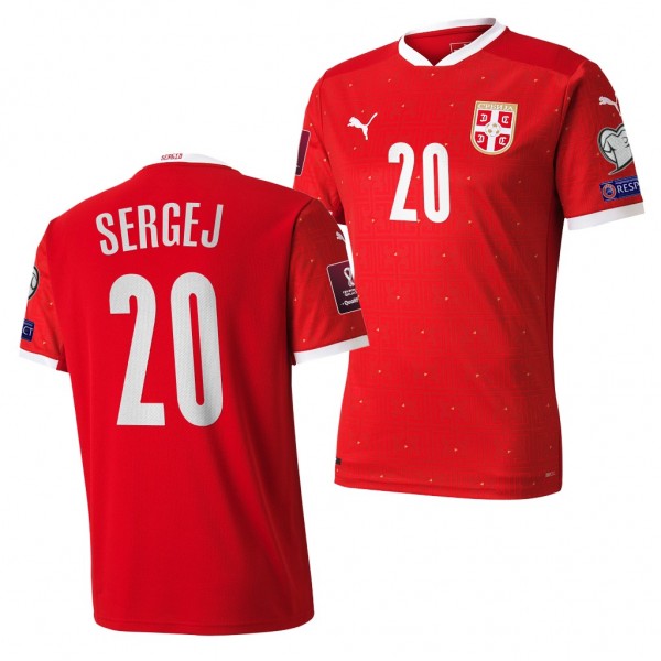 Men's Sergej Milinkovic-Savic Serbia Home Jersey Red 2022 Qatar World Cup Stadium