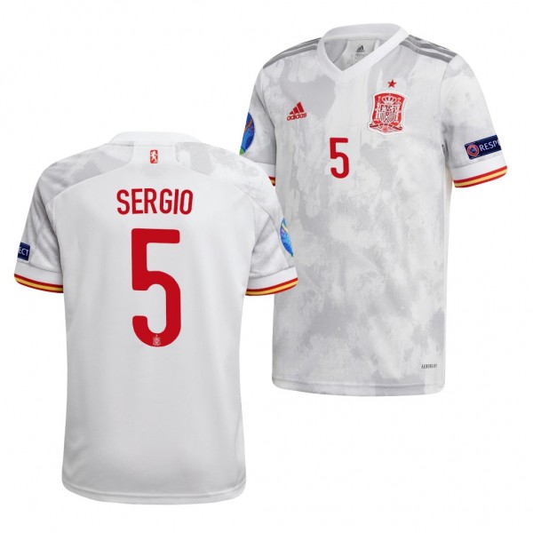 Men's Sergio Busquets Spain EURO 2020 Jersey White Away Replica