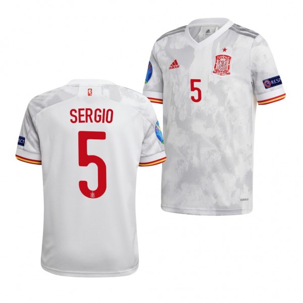 Youth Sergio Busquets EURO 2020 Spain Jersey White Away