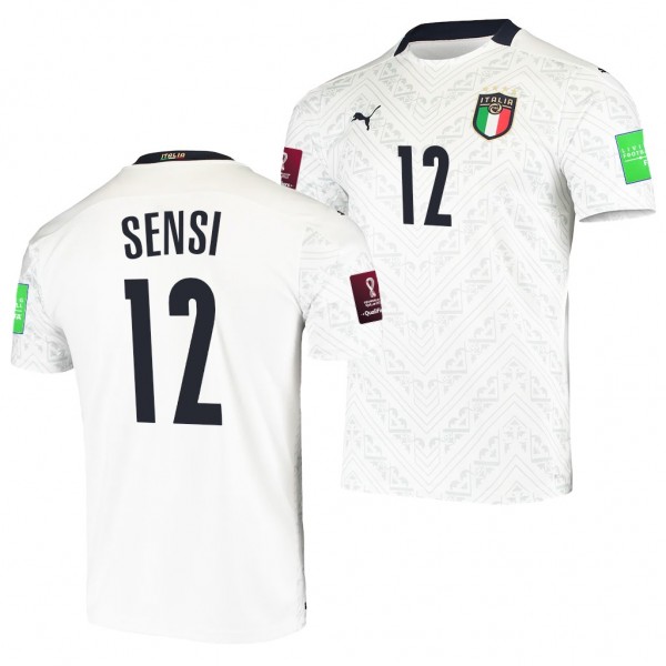 Men's Stefano Sensi Italy Away Jersey White 2022 Qatar World Cup