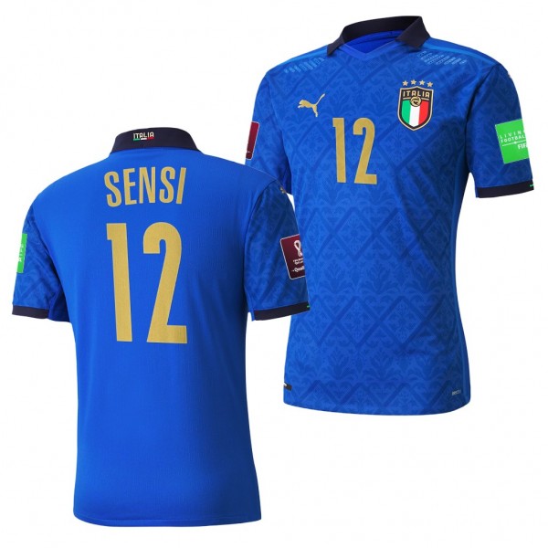 Men's Stefano Sensi Italy Home Jersey Blue 2022 Qatar World Cup