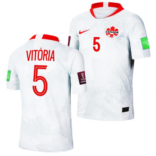 Men's Steven Vitoria Canada Away Jersey White 2022 Qatar World Cup Stadium
