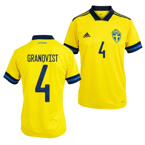 Men's Sweden Andreas Granqvist Jersey Home 2020 Short Sleeve Adidas