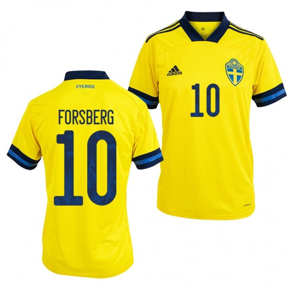 Men's Sweden Emil Forsberg Jersey Home 2020 Short Sleeve Adidas
