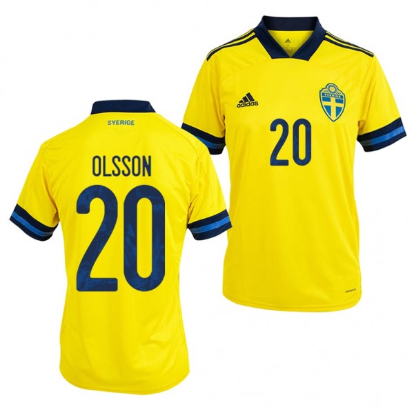 Men's Sweden Kristoffer Olsson Jersey Home 2020 Short Sleeve Adidas
