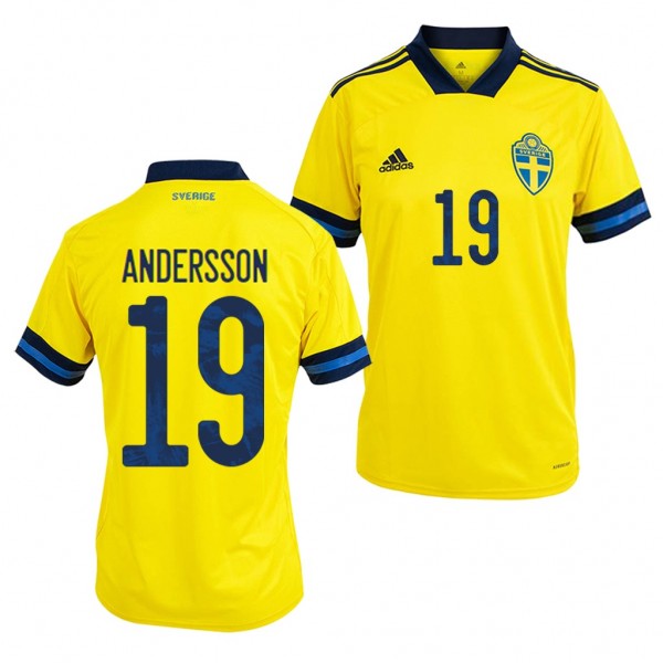 Men's Sweden Sebastian Andersson Jersey Home 2020 Short Sleeve Adidas