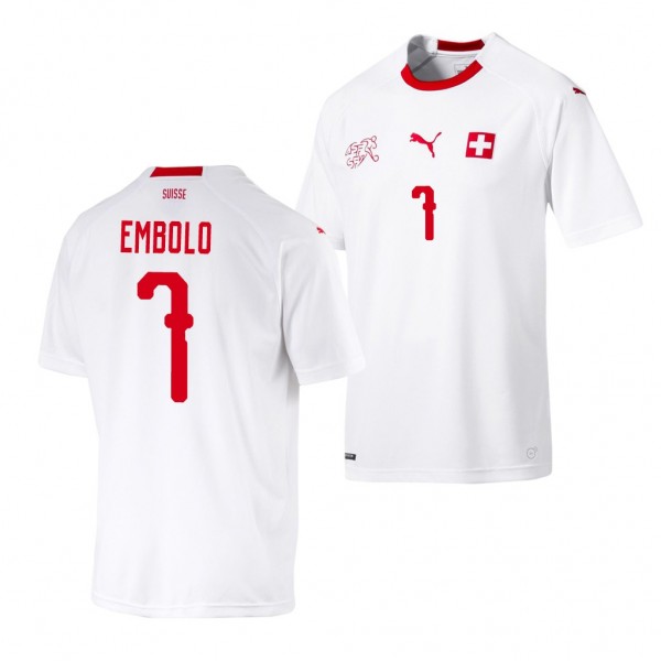 Men's Switzerland Breel Embolo 2018 World Cup White Jersey