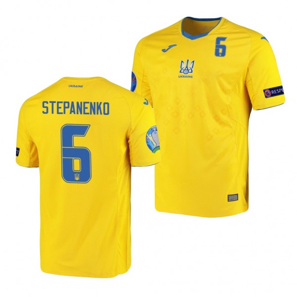 Men's Taras Stepanenko Ukraine EURO 2020 Jersey Yellow Home Replica