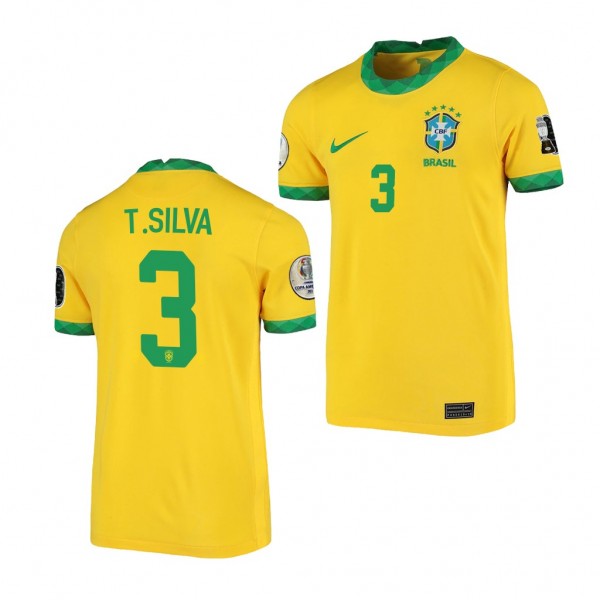 Youth Thiago Silva COPA America 2021 Brazil Jersey Gold Home