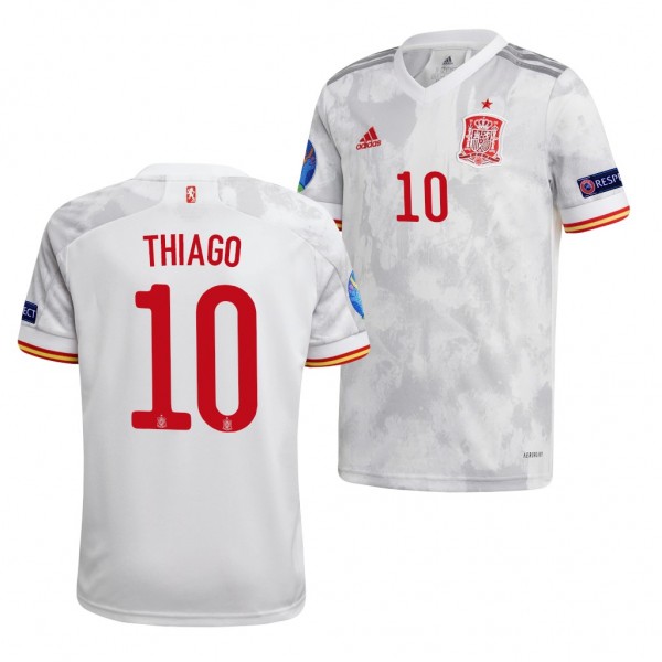 Men's Thiago Spain EURO 2020 Jersey White Away Replica