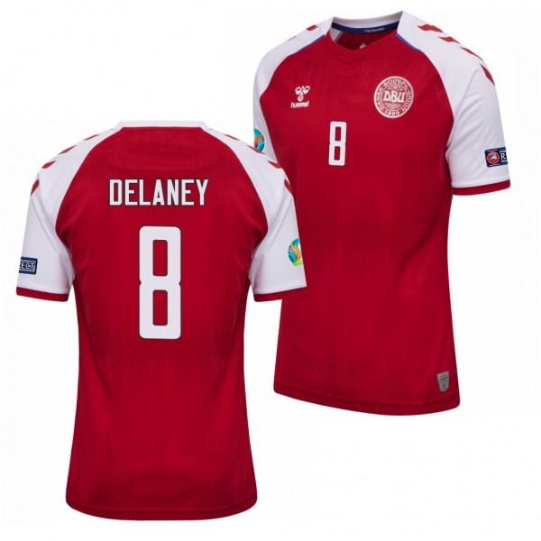 Men's Thomas Delaney Denmark EURO 2020 Jersey Red Home Replica