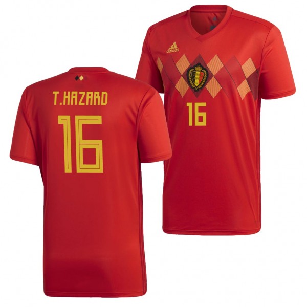 Men's Belgium 2018 World Cup Thorgan Hazard Jersey Red