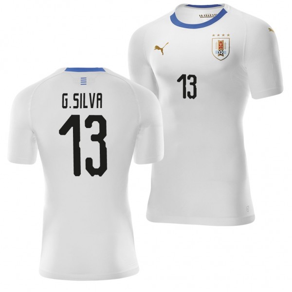 Men's Uruguay Gaston Silva 2018 World Cup White Jersey