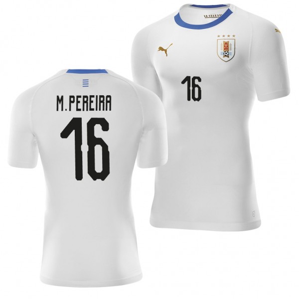Men's Uruguay Maxi Pereira 2018 World Cup White Jersey