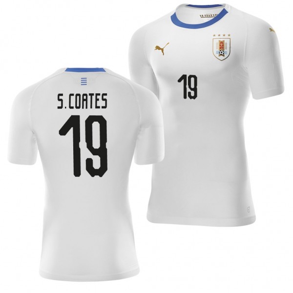 Men's Uruguay Sebastian Coates 2018 World Cup White Jersey