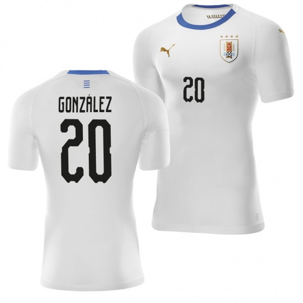 Men's Uruguay Alvaro Gonzalez 2018 World Cup White Jersey